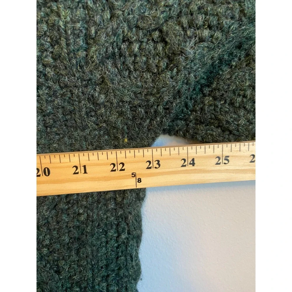 J.Crew Mens Hand Knit 100% Wool Cable Knit Sweater Forest Green Size M